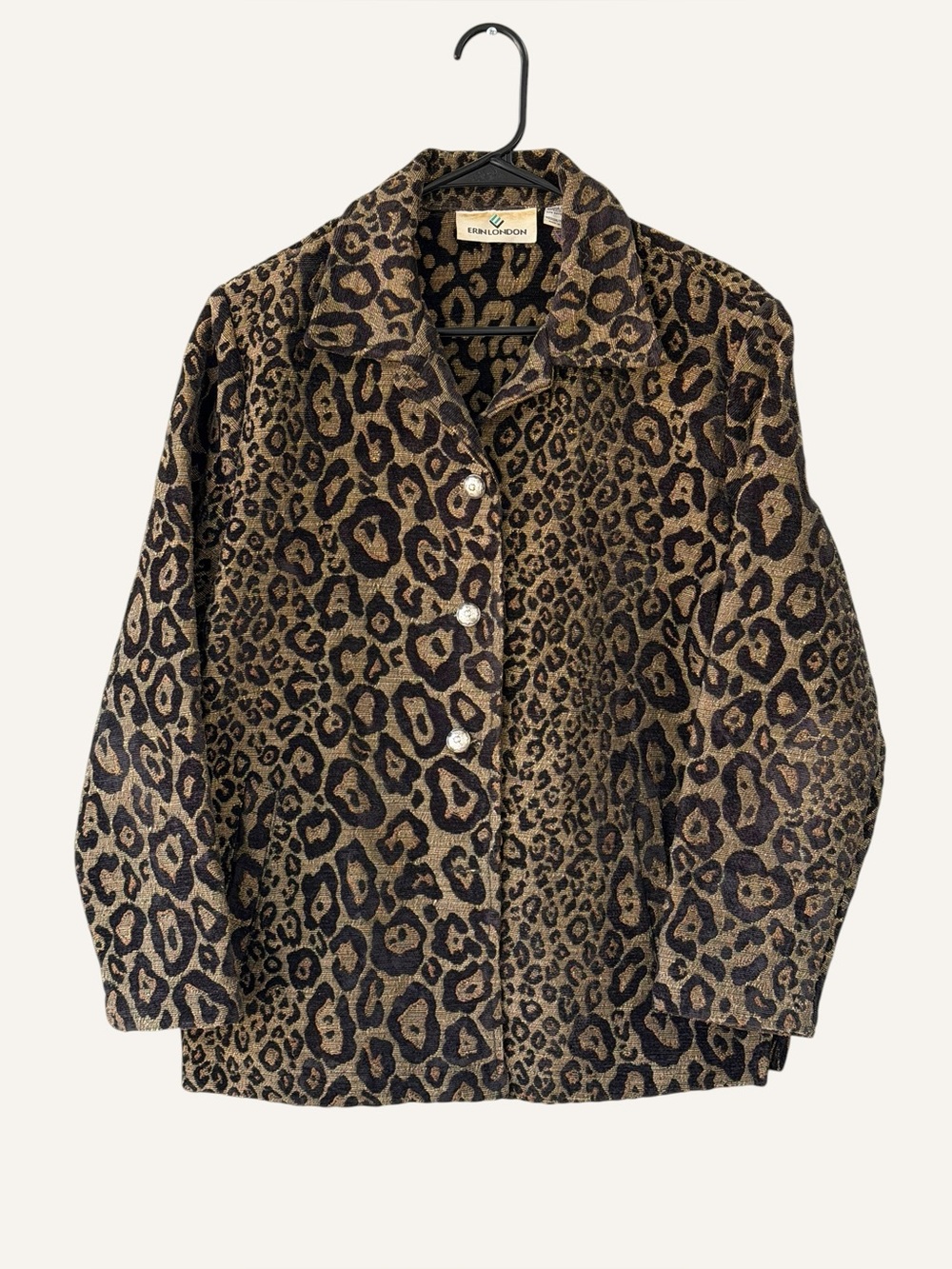 Vintage Erin London Leopard Print Tapestry Jacket Coat M Medium Fall Winter